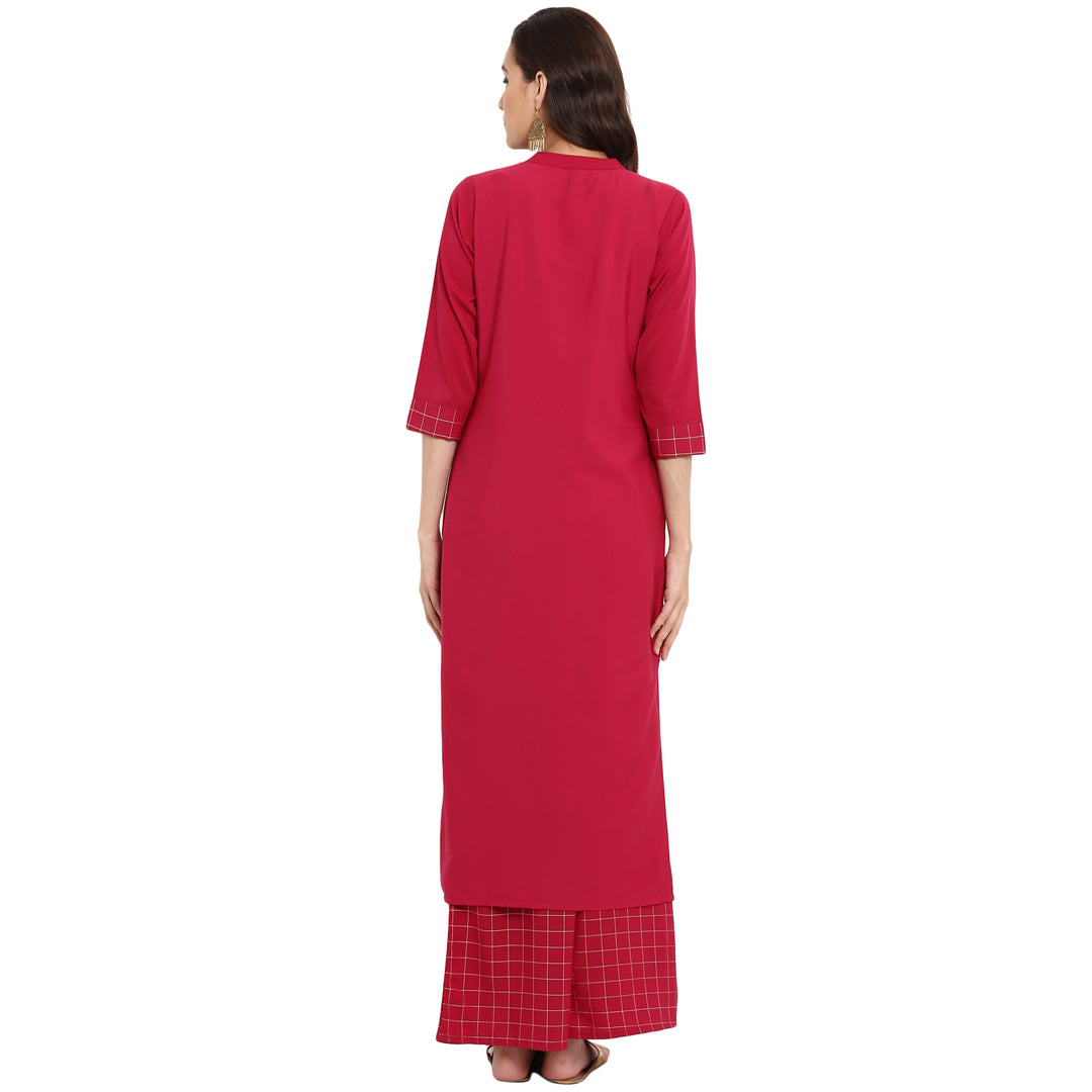 Stylish Maroon Kurti | Elegant Crepe with Floral Foil Prints