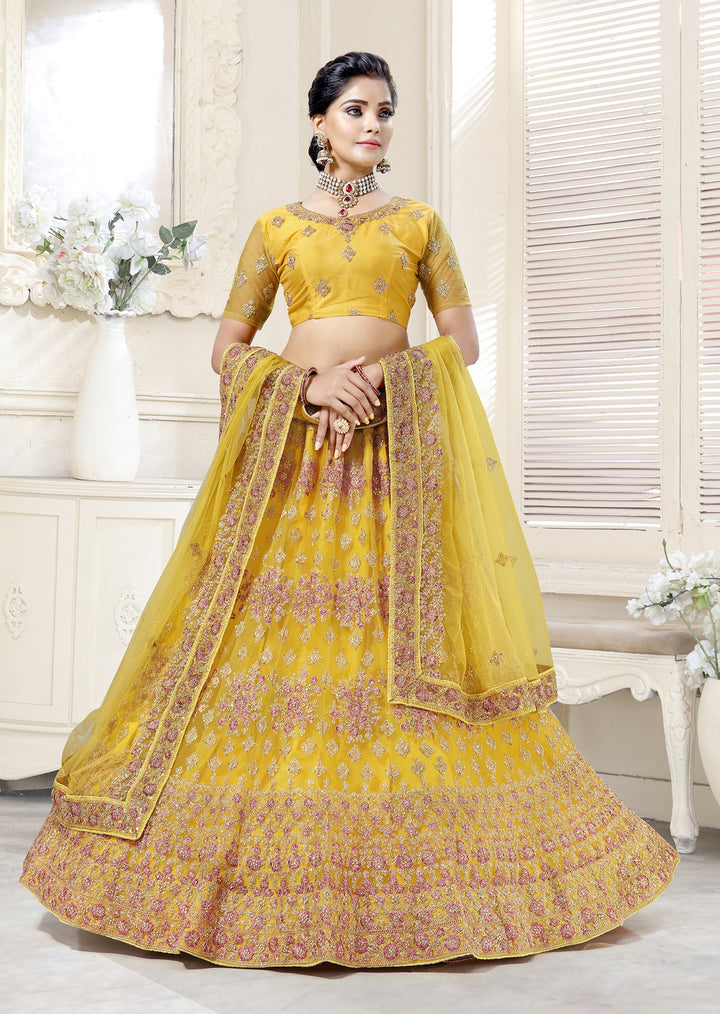 Net Dori Work Lehenga | Embroidered Diamond Detail for Weddings & Events