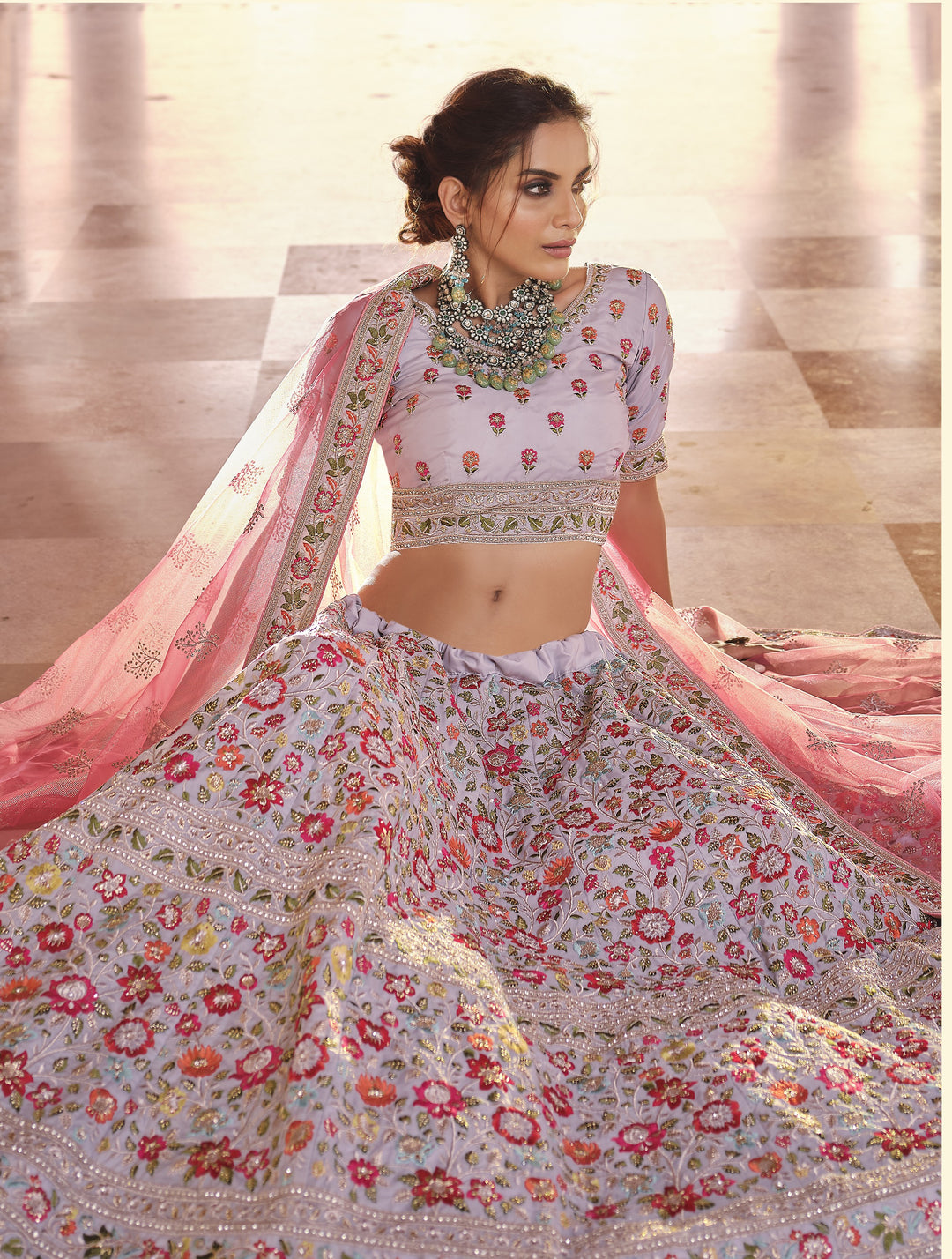 Elegant Crepe Lehenga with Thread & Sequence Embroidery | Bridal Special Event