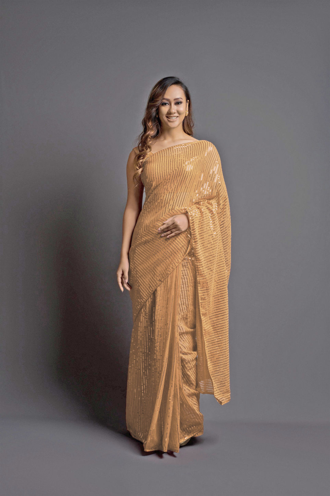 Designer Georgette Saree with Banglori Silk Blouse | Embroidered Sequins for Weddings, Parties, and Traditional Events