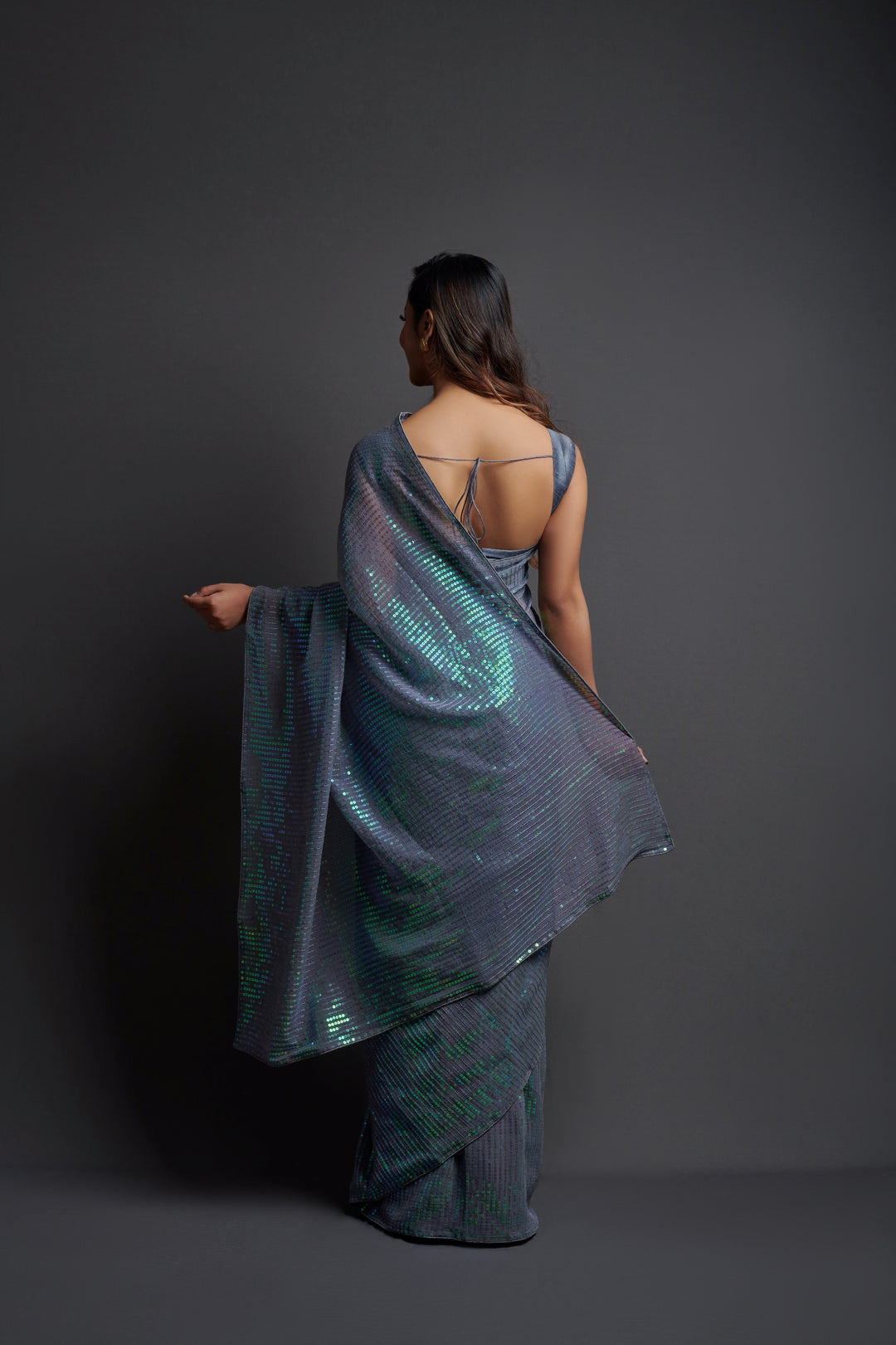 Designer Georgette Saree with Banglori Silk Blouse | Embroidered Sequins for Weddings, Parties, and Traditional Events