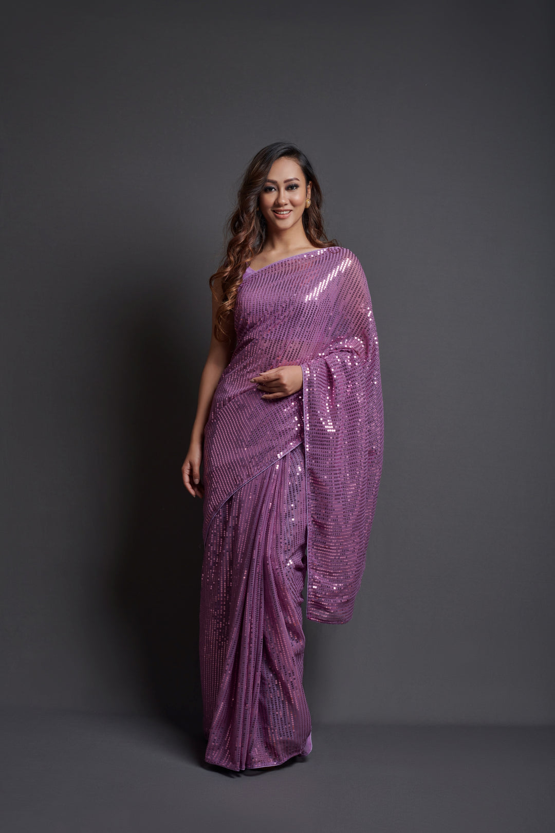 Designer Georgette Saree with Banglori Silk Blouse | Embroidered Sequins for Weddings, Parties, and Traditional Events