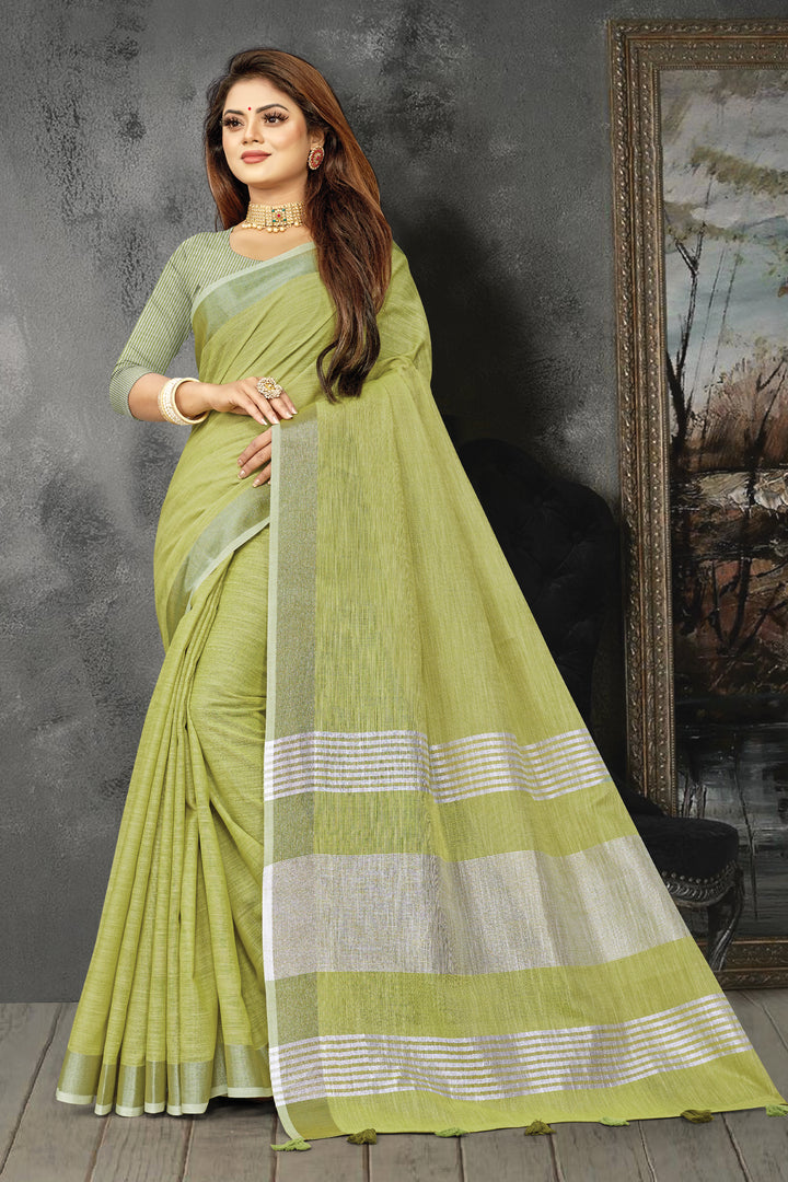 Linen Saree with Wevon-Designer Work | Traditional Wedding & Party Wear