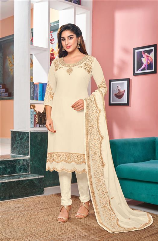 Designer Embroidered Salwar Kameez | Faux-Georgette & Santoon | Wedding Wear