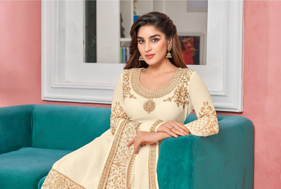 Designer Embroidered Salwar Kameez | Faux-Georgette & Santoon | Wedding Wear