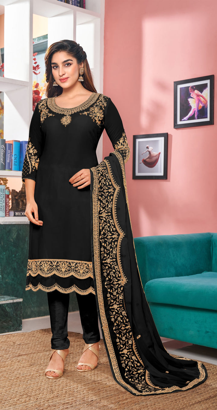 Designer Embroidered Salwar Kameez | Faux-Georgette & Santoon | Wedding Wear