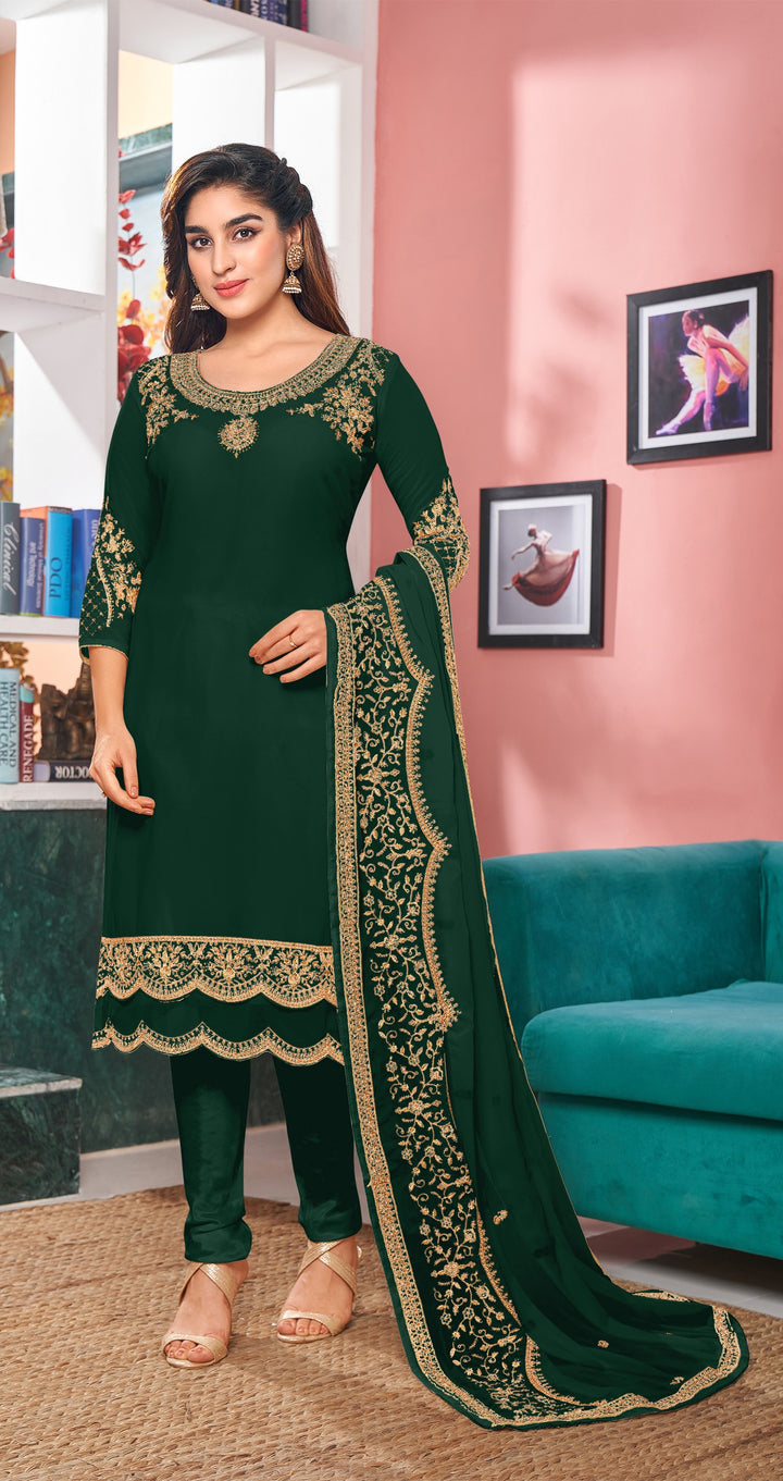 Designer Embroidered Salwar Kameez | Faux-Georgette & Santoon | Wedding Wear