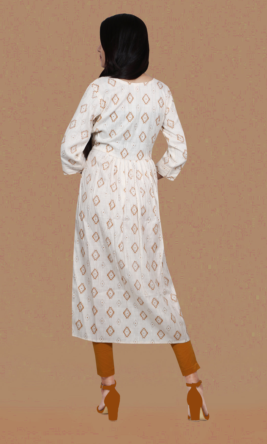 Cream Chiffon Kurti | Designer Embroidery Work for Women