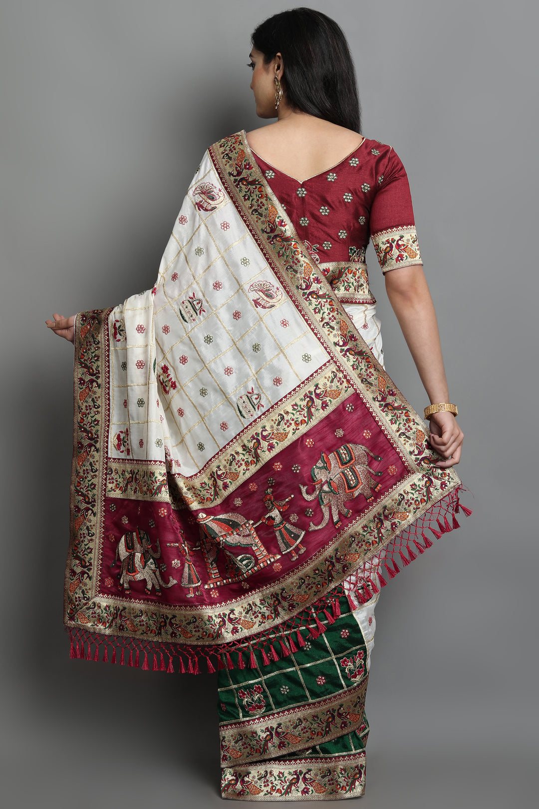 Elegant Soft-Silk Saree with Heavy Embroidery | Wedding & Festive Attire