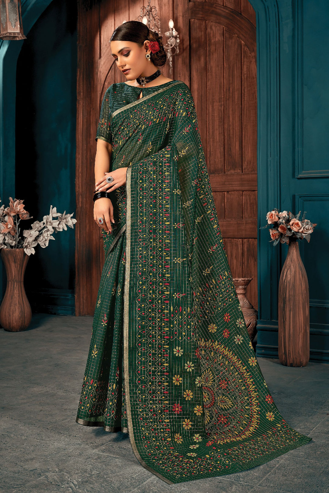 Elegant Cotton Woven Saree for Weddings | Festive Printed Traditional Attire