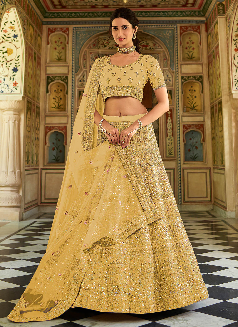 Elegant Organza Lehenga | Dori & Jari Embroidery for Weddings & Special Events