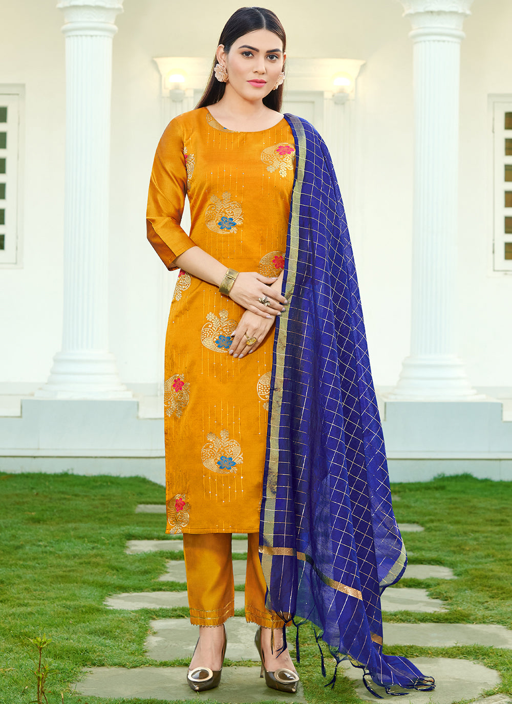 Elegant Silk Salwar Suit with Chanderi Silk Dupatta | Sequance Embroidery