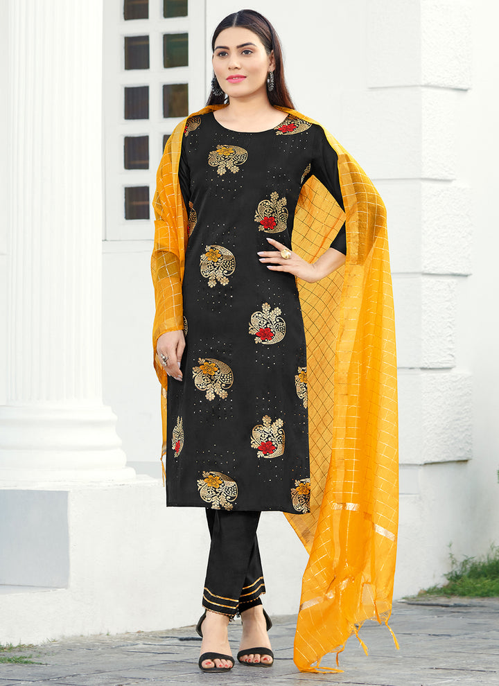 Elegant Silk Salwar Suit with Chanderi Silk Dupatta | Sequance Embroidery