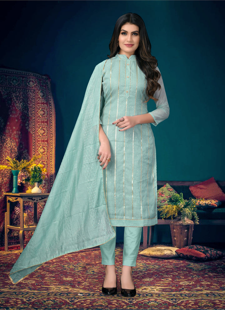 Modal Chanderi Salwar Suit | Santoon Bottom with Fancy Dupatta For Festive