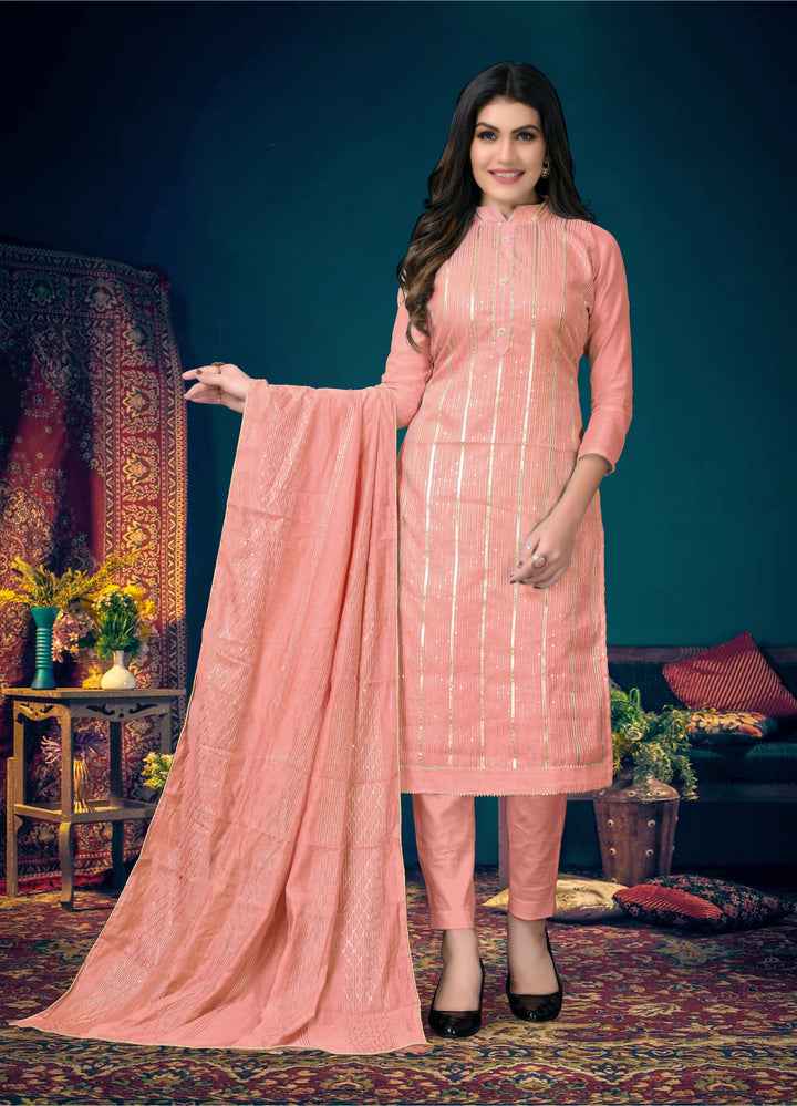 Modal Chanderi Salwar Suit | Santoon Bottom with Fancy Dupatta For Festive