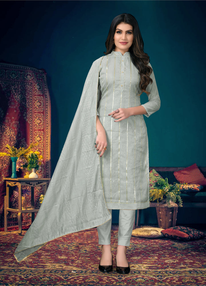 Modal Chanderi Salwar Suit | Santoon Bottom with Fancy Dupatta For Festive