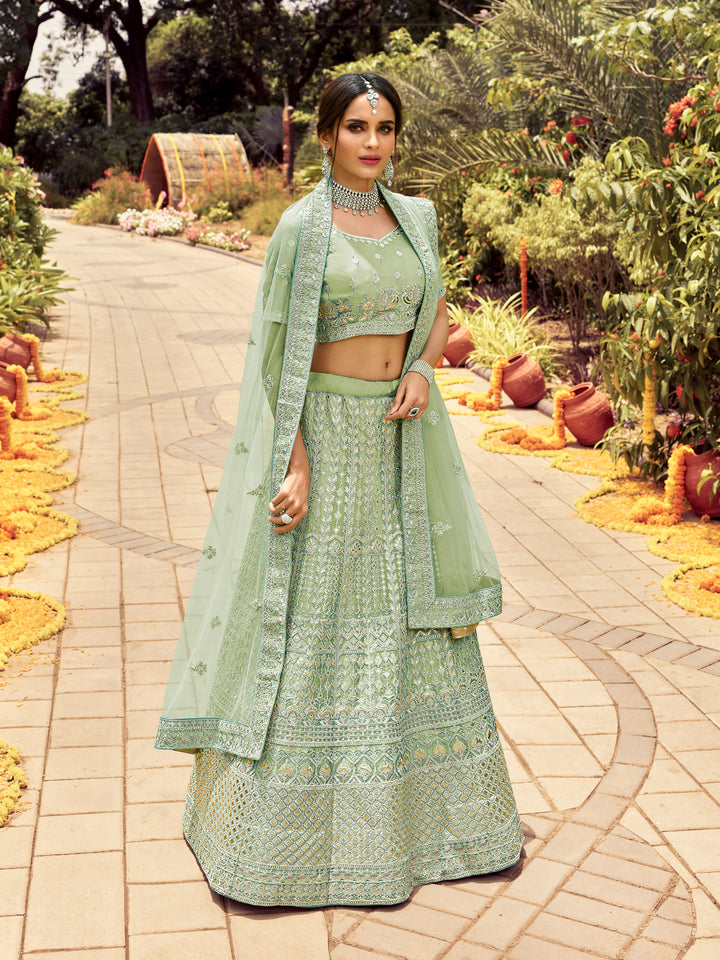 Elegant Organza Lehenga with Jari & Gotta Embroidery | Perfect for Weddings & Parties