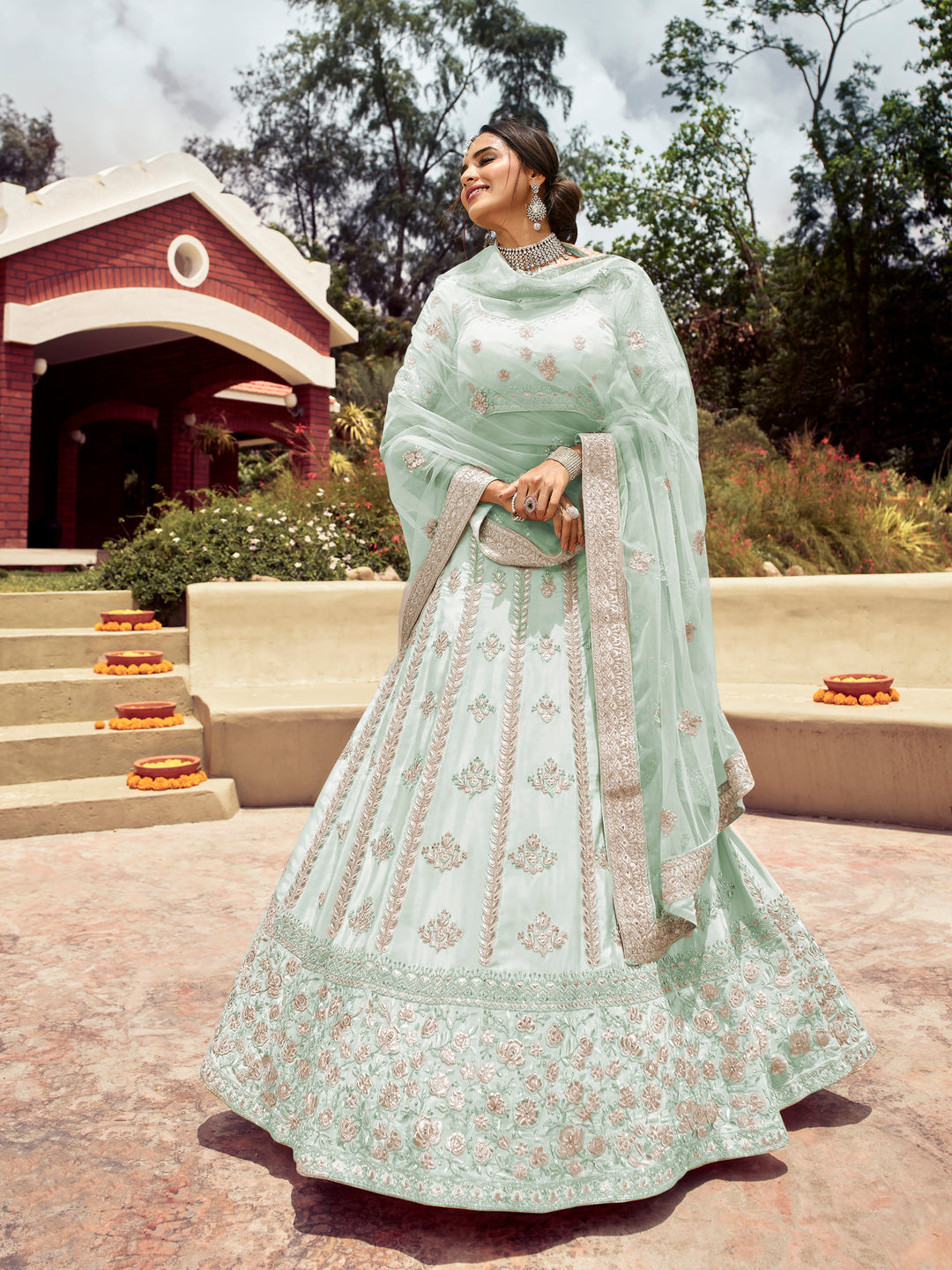 Elegant Crepe Lehenga with Resham & Gotta Embroidery | Wedding & Party Wear