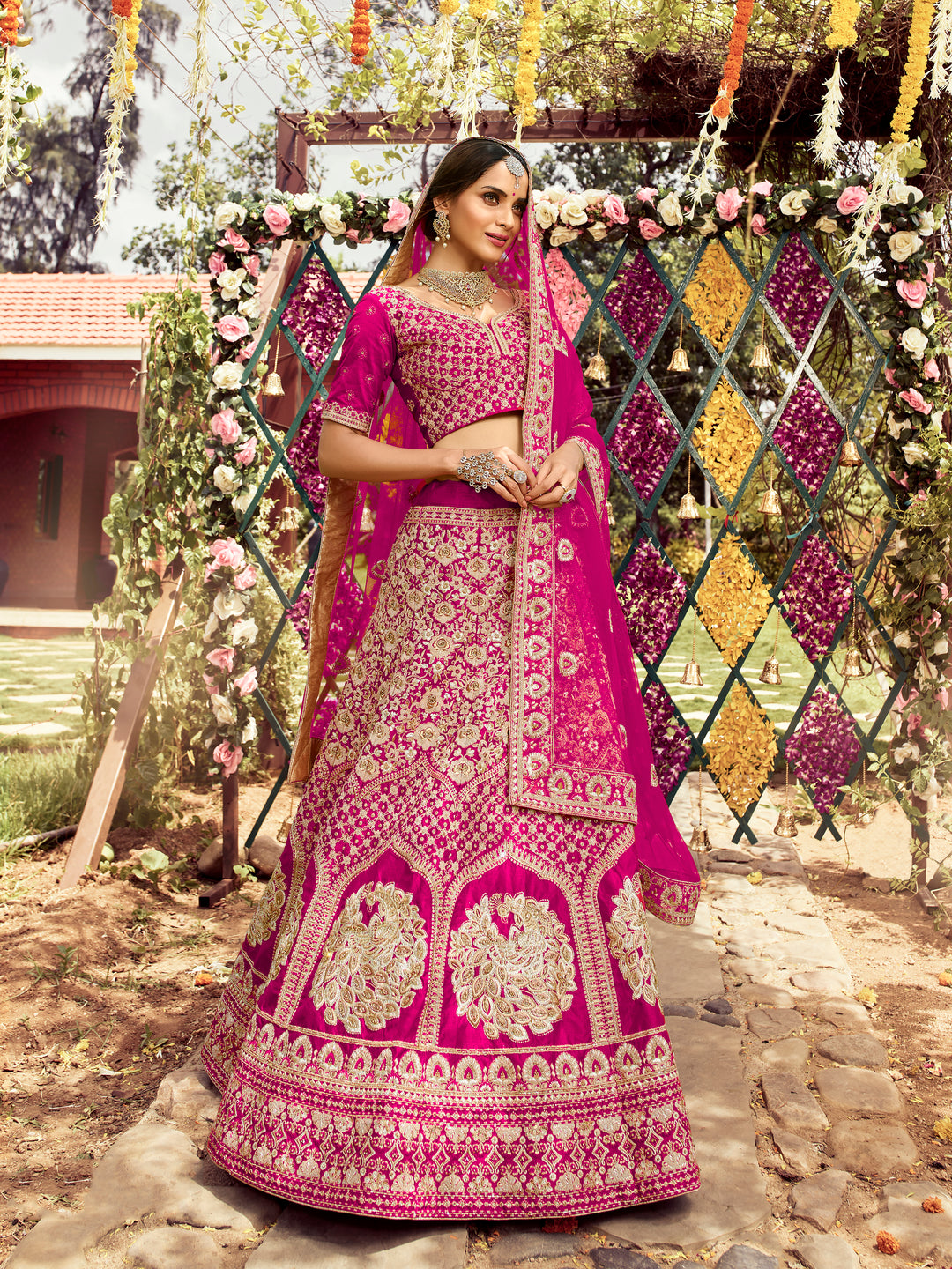 Raw Silk Lehenga with Dori Work & Embroidery | Wedding & Party Wear