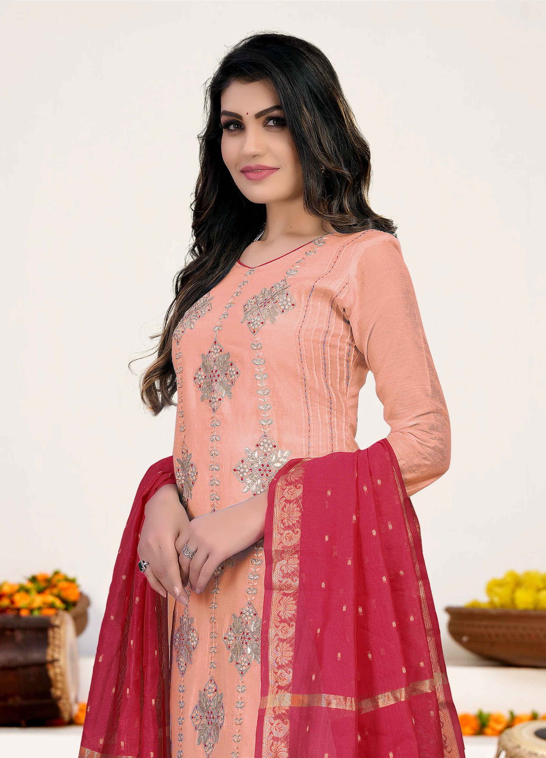 Designer Modal Chanderi Salwar Suit | Santoon Bottom & Banarasi Dupatta