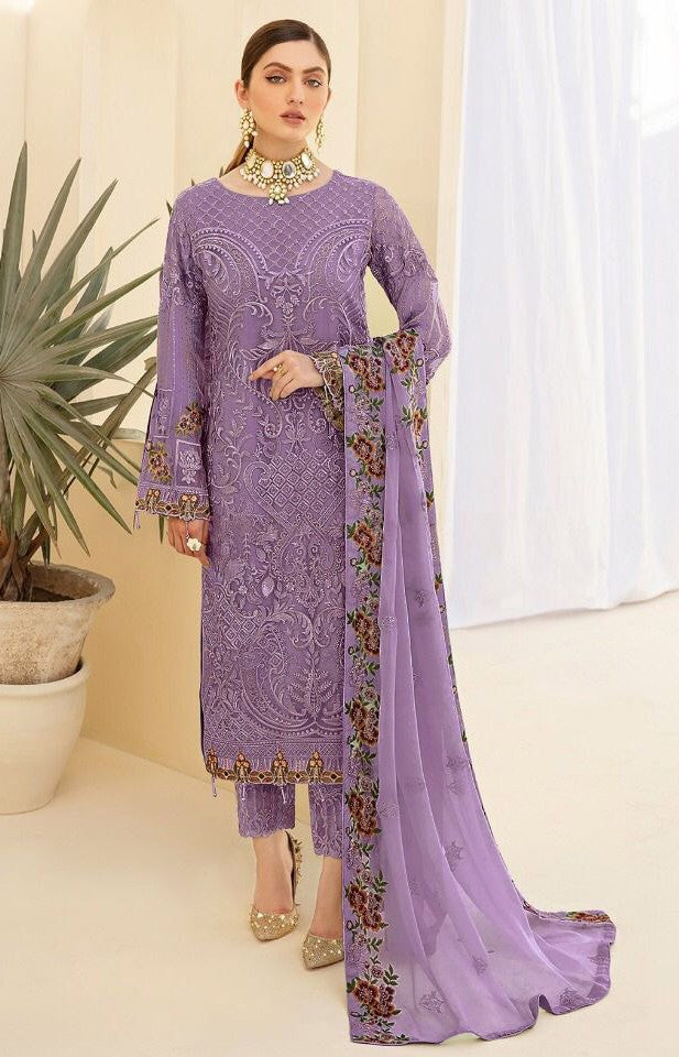 Faux Georgette Salwar Suit | Designer Heavy Embroidery & Diamond Work