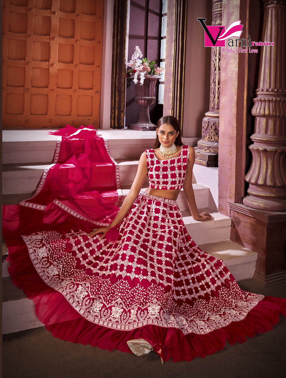 Multicolor Embroidered Net Lehenga | Wedding & Party Wear Elegance