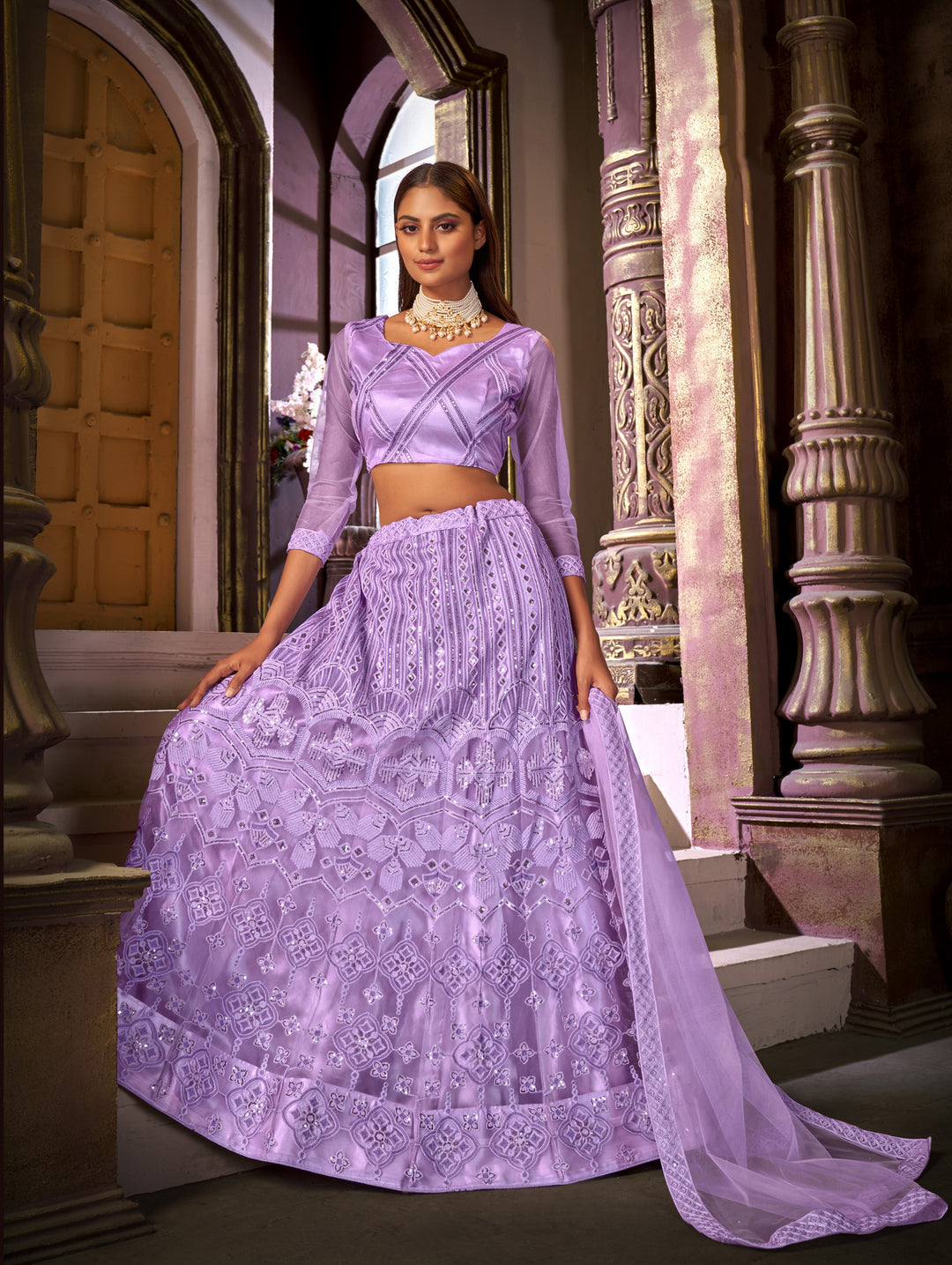 Designer Heavy Embroidery Net Lehenga | Perfect for Weddings & Special Events