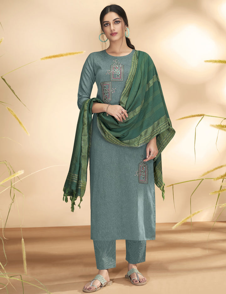 Stylish Teal Blue Suit | Perfect for Festive Wear with Designer Embroidery