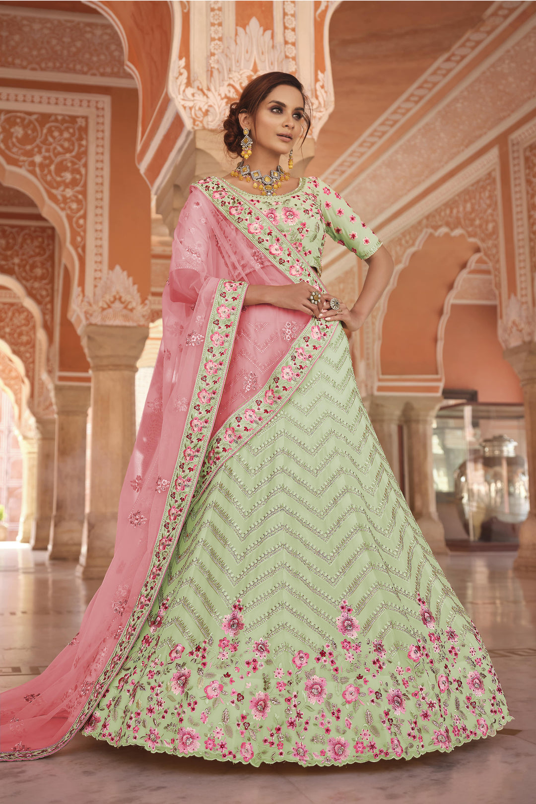 Georgette Lehenga with Thread & Jari Embroidery | Wedding & Party Wear