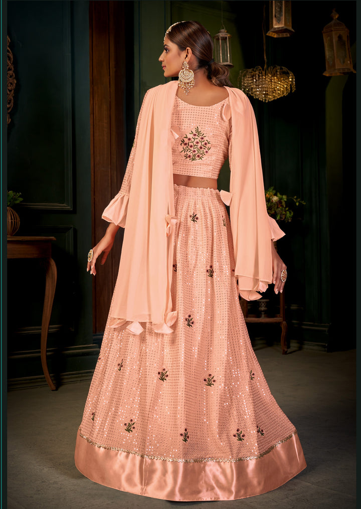 Elegant Georgette Lehenga with Sequins & Multi-Thread Embroidery | Bridal & Party Wear