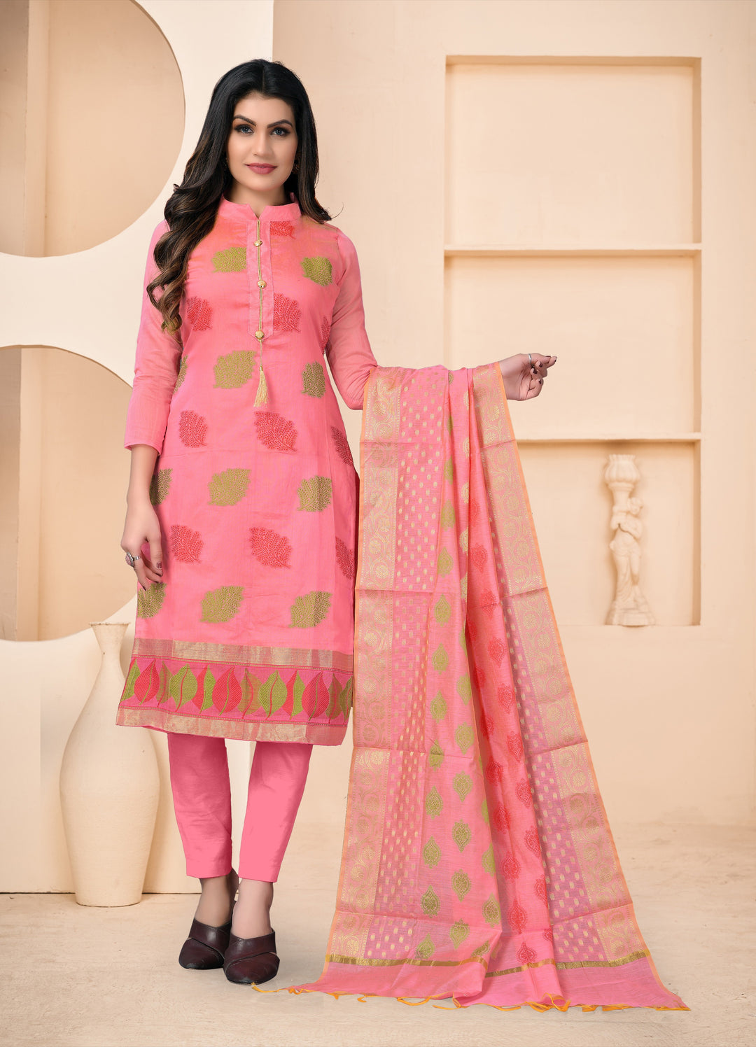 Banarasi Jacquard Salwar Suit | Santoon Bottom & Dupatta Designer Material