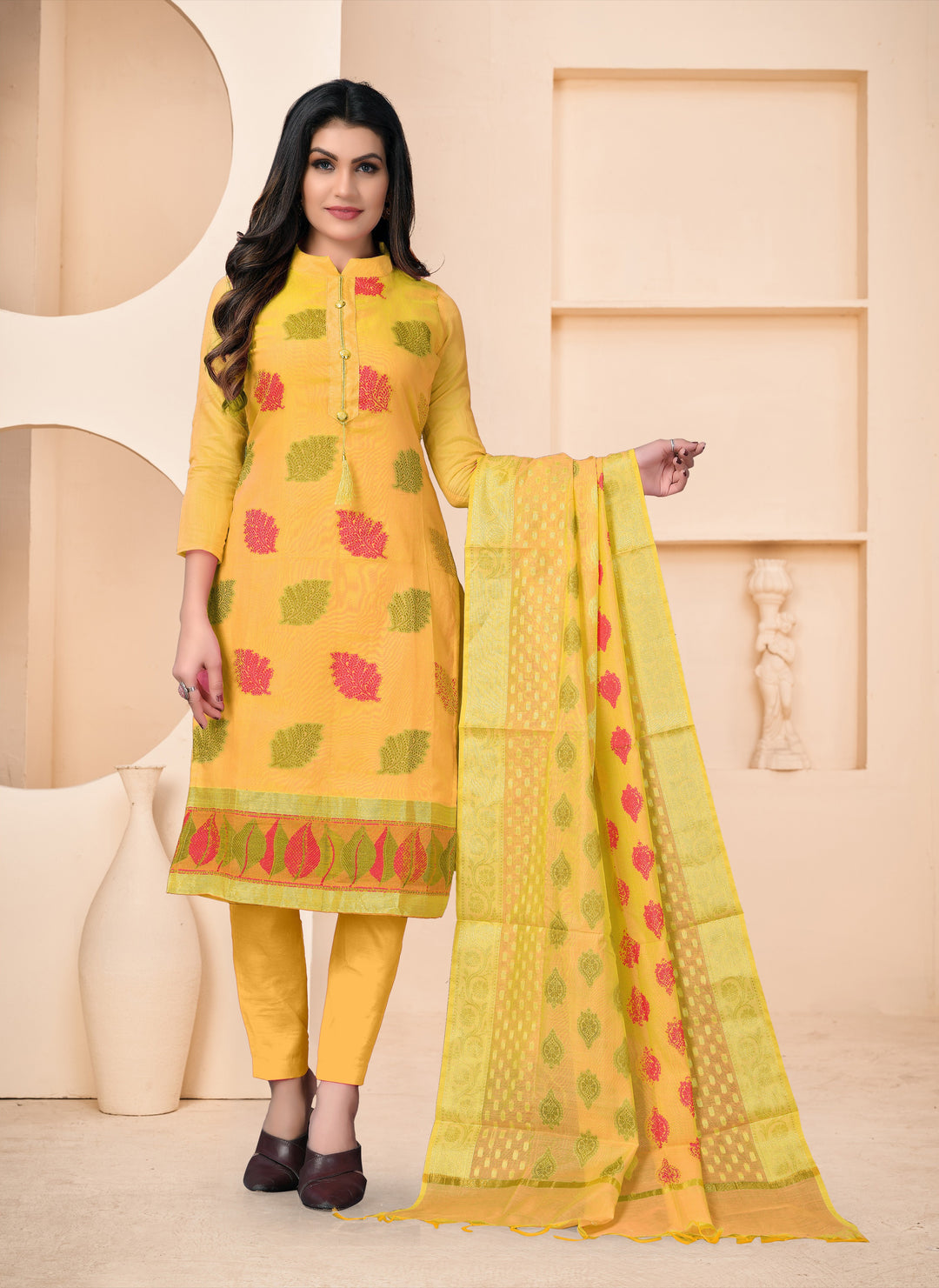 Banarasi Jacquard Salwar Suit | Santoon Bottom & Dupatta Designer Material