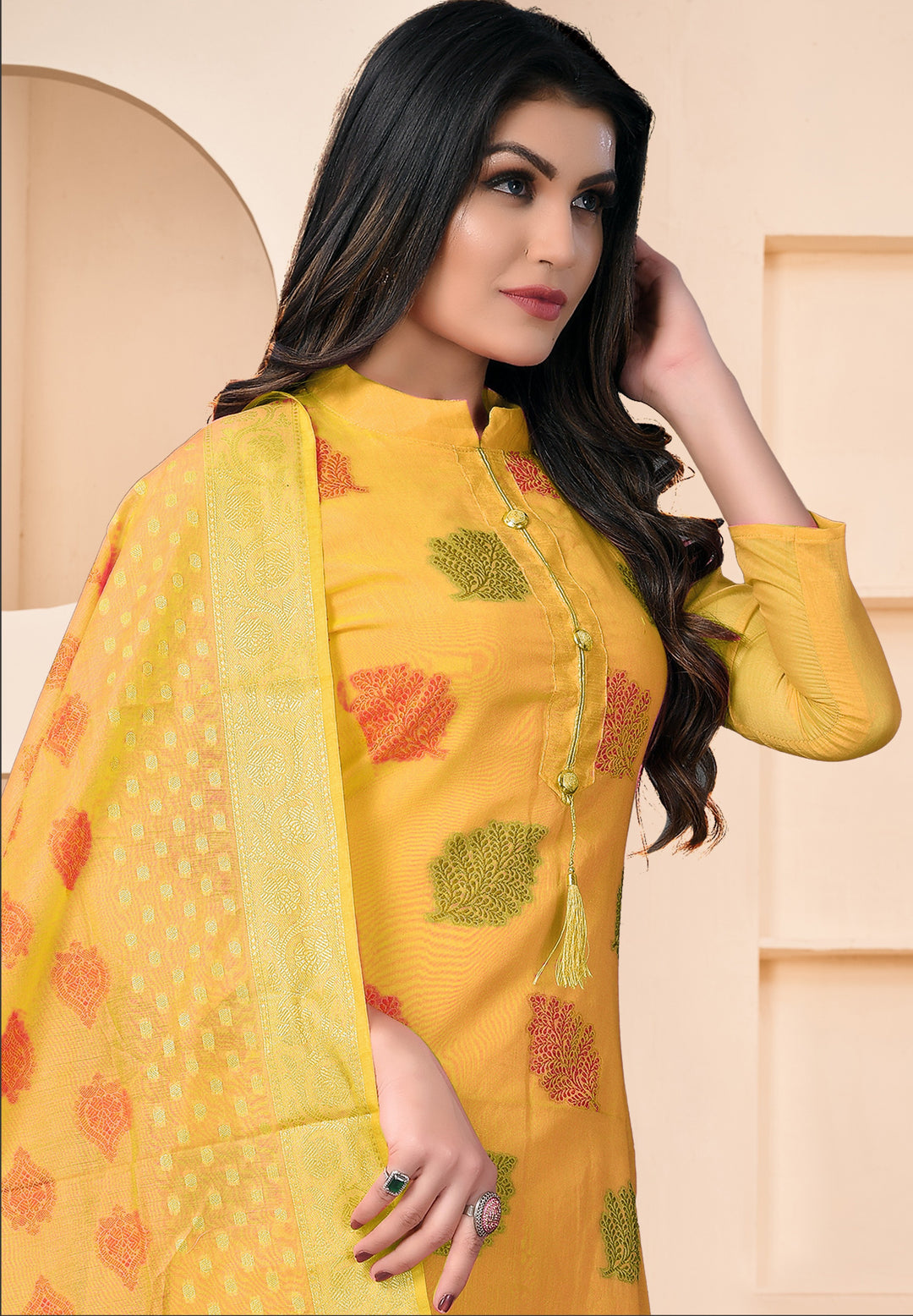 Banarasi Jacquard Salwar Suit | Santoon Bottom & Dupatta Designer Material