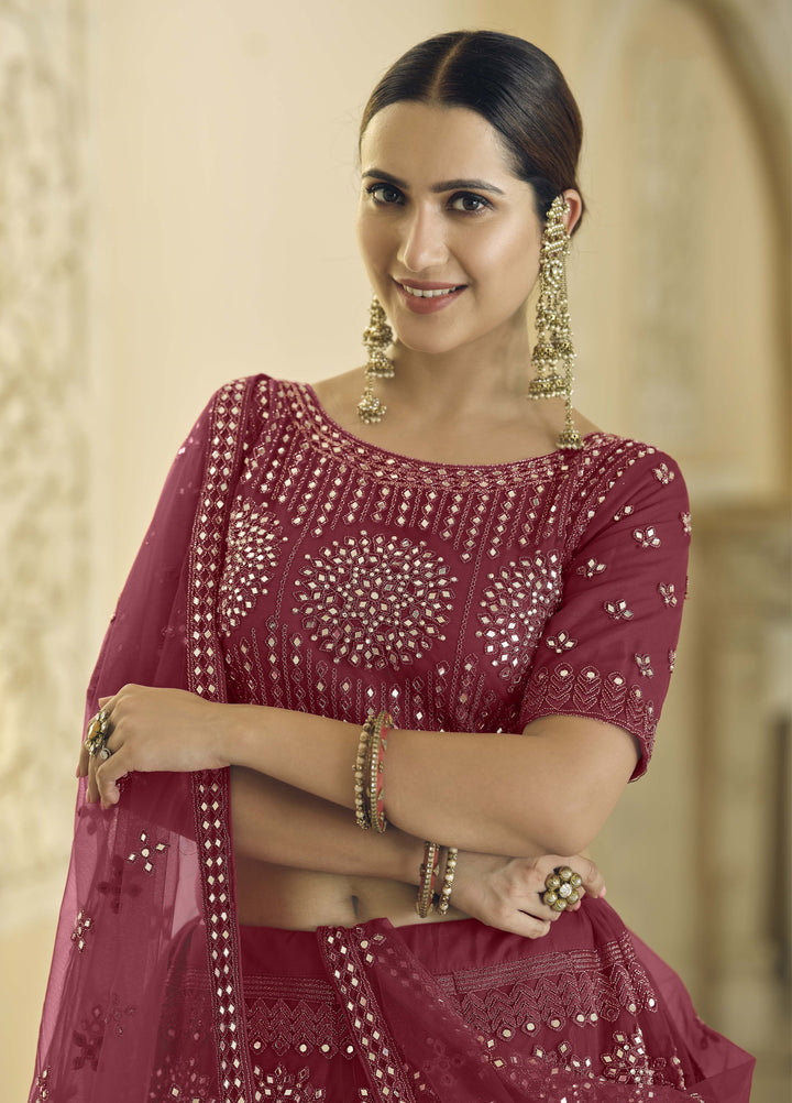 Gorgeous Maroon Soft Net Lehenga with Maroon Dupatta | An Exclusive Designer Masterpiece