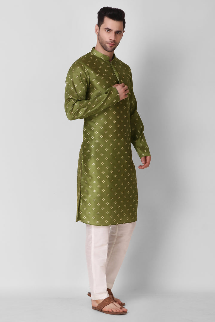 Art Silk Kurta Pajama Set | Digital Print Design Modern Men's