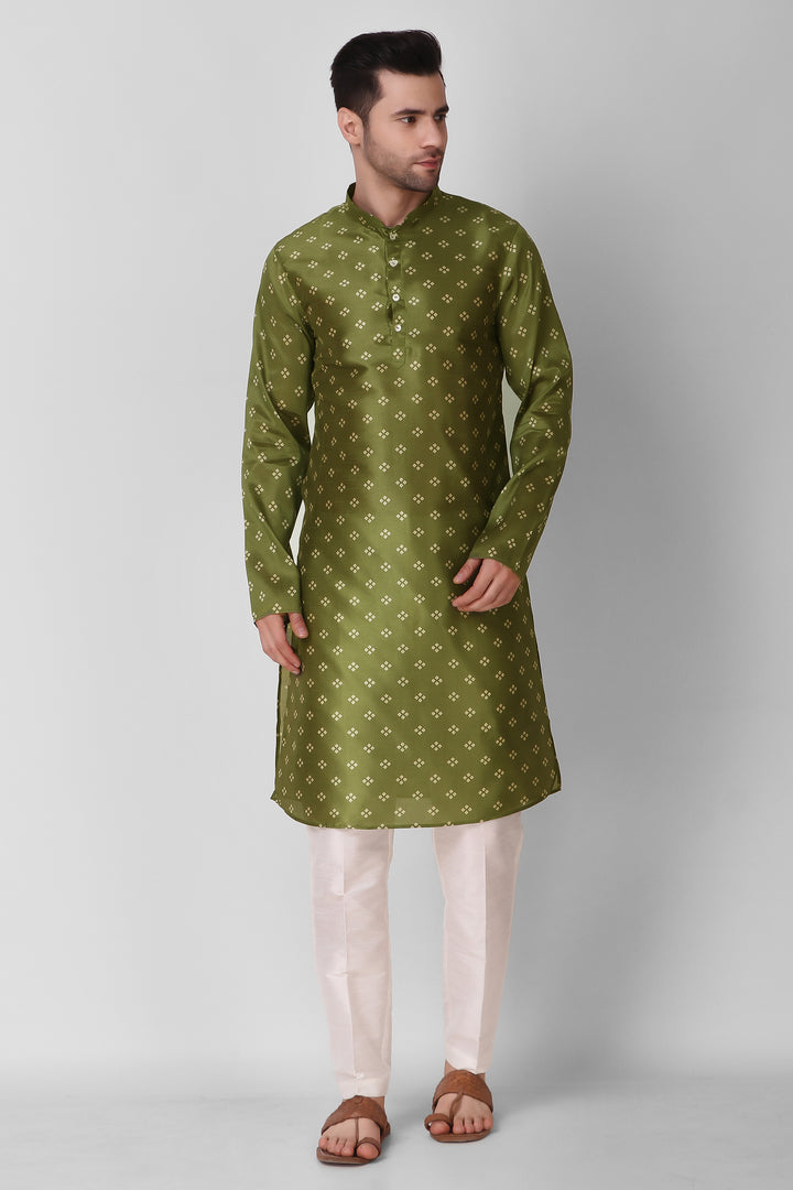 Art Silk Kurta Pajama Set | Digital Print Design Modern Men's