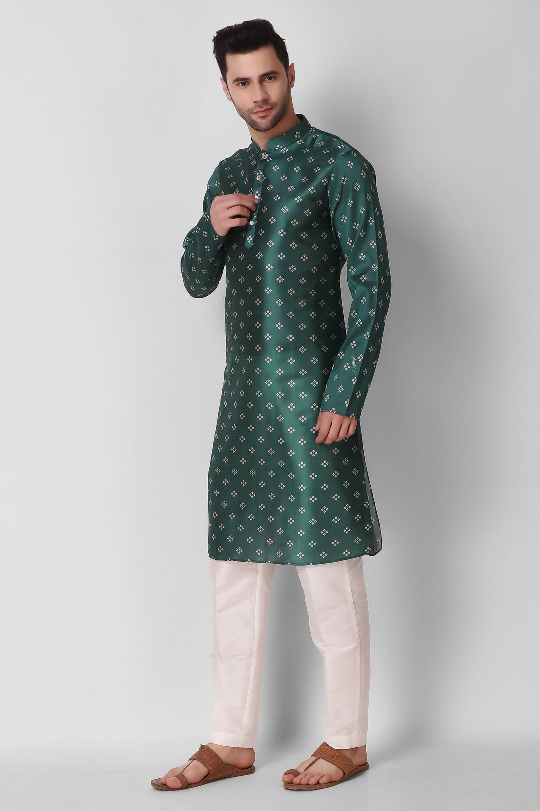 Art Silk Kurta Pajama Set | Digital Print Design Modern Men's