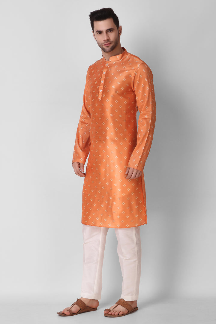 Art Silk Kurta Pajama Set | Digital Print Design Modern Men's