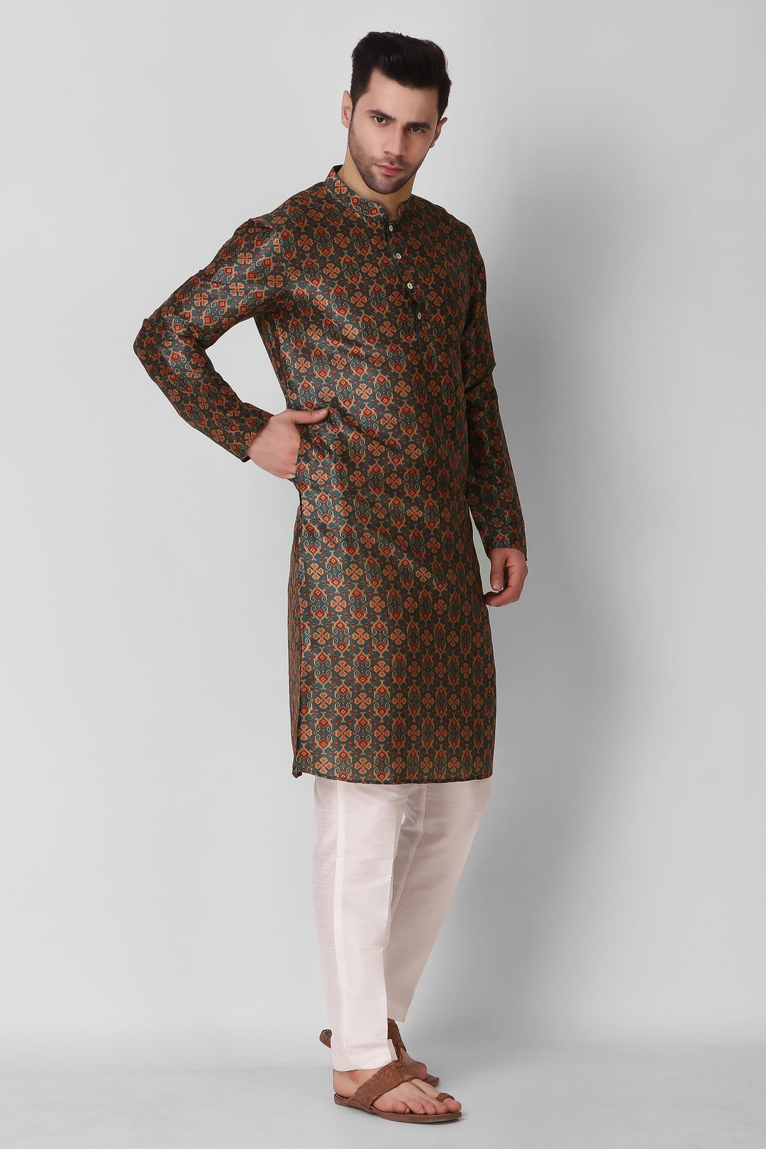 Stylish Men's Kurta Pajama | Art Silk Fabric Ethnic Wear for Celebrations