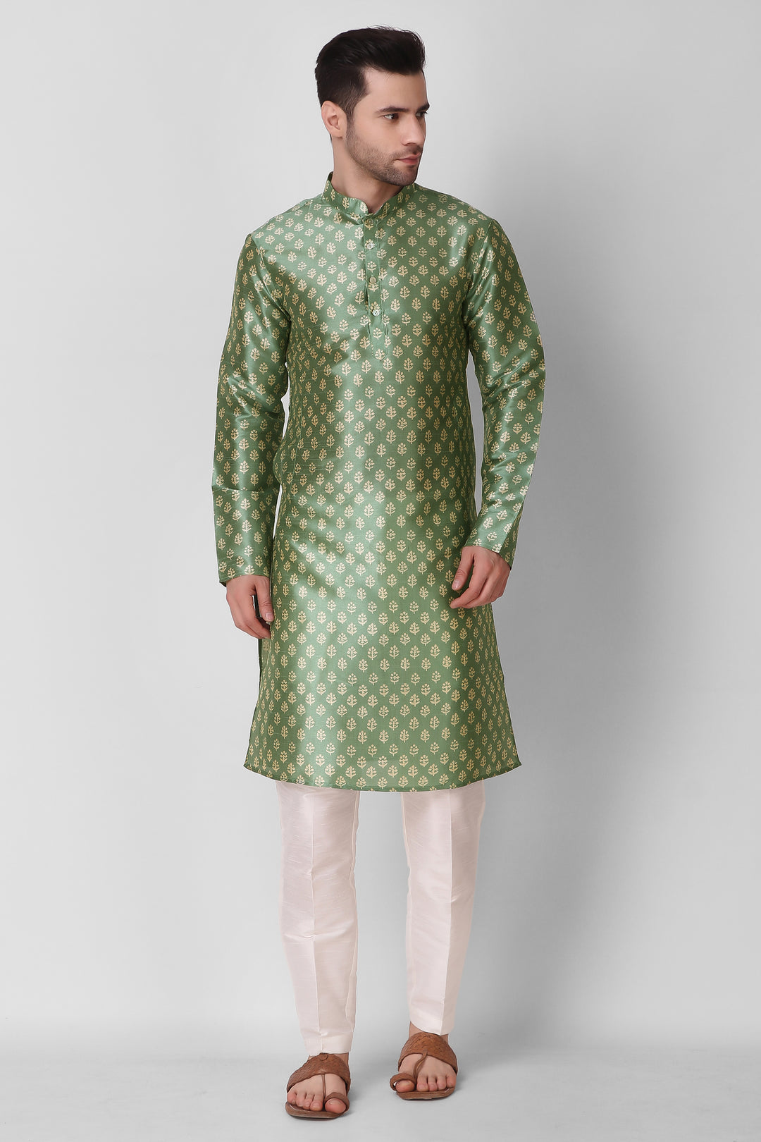 Digital Printed Art Silk Kurta | Stylish Men's Ethnic Outfit