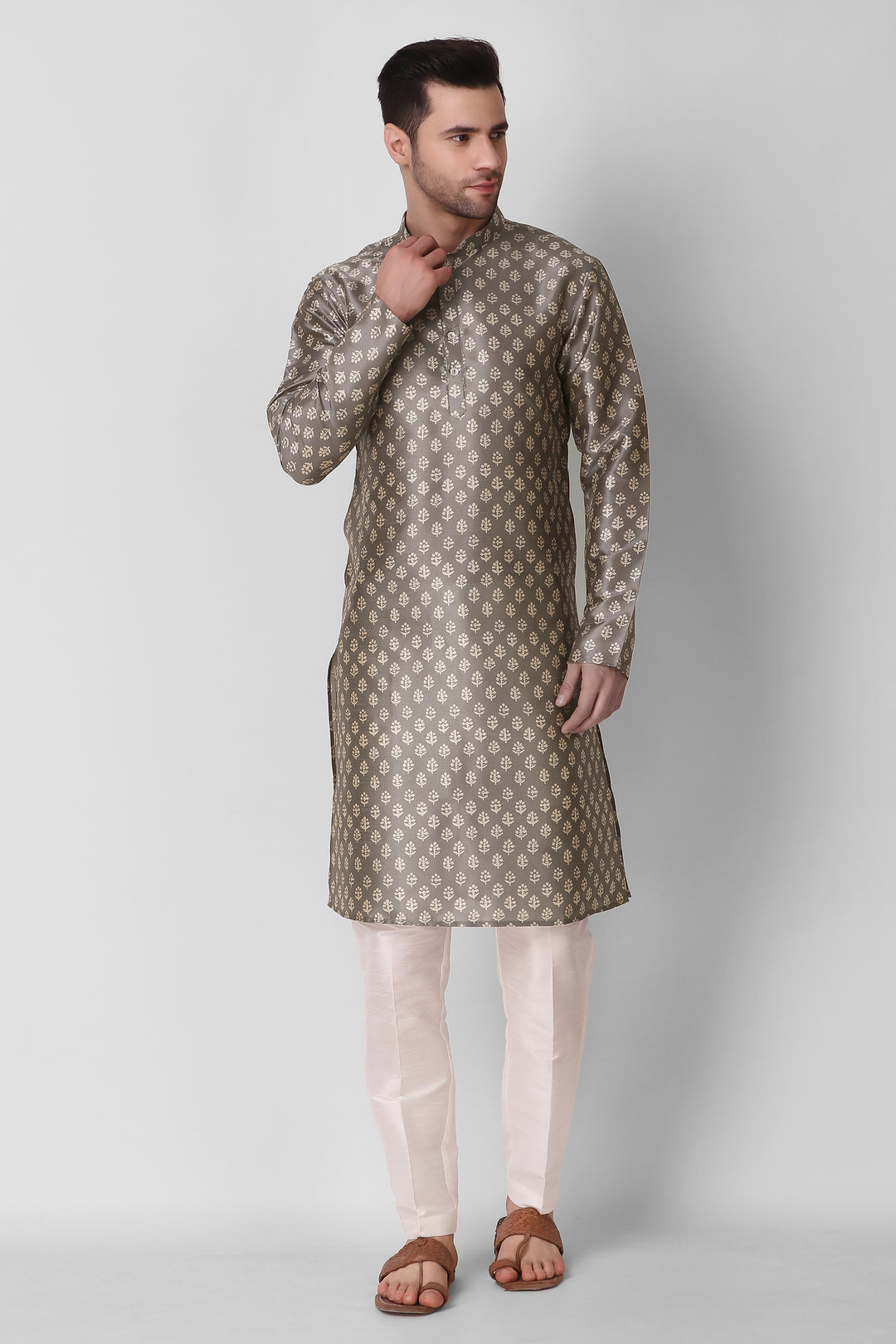 Digital Printed Art Silk Kurta | Stylish Men's Ethnic Outfit