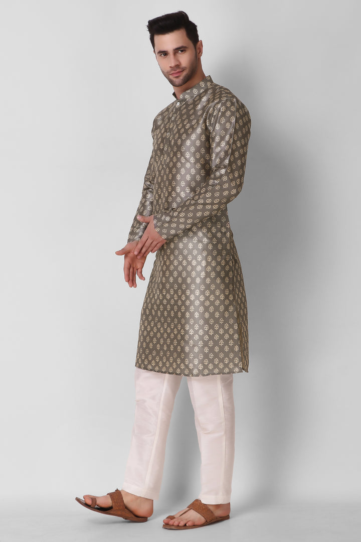 Digital Printed Art Silk Kurta | Stylish Men's Ethnic Outfit