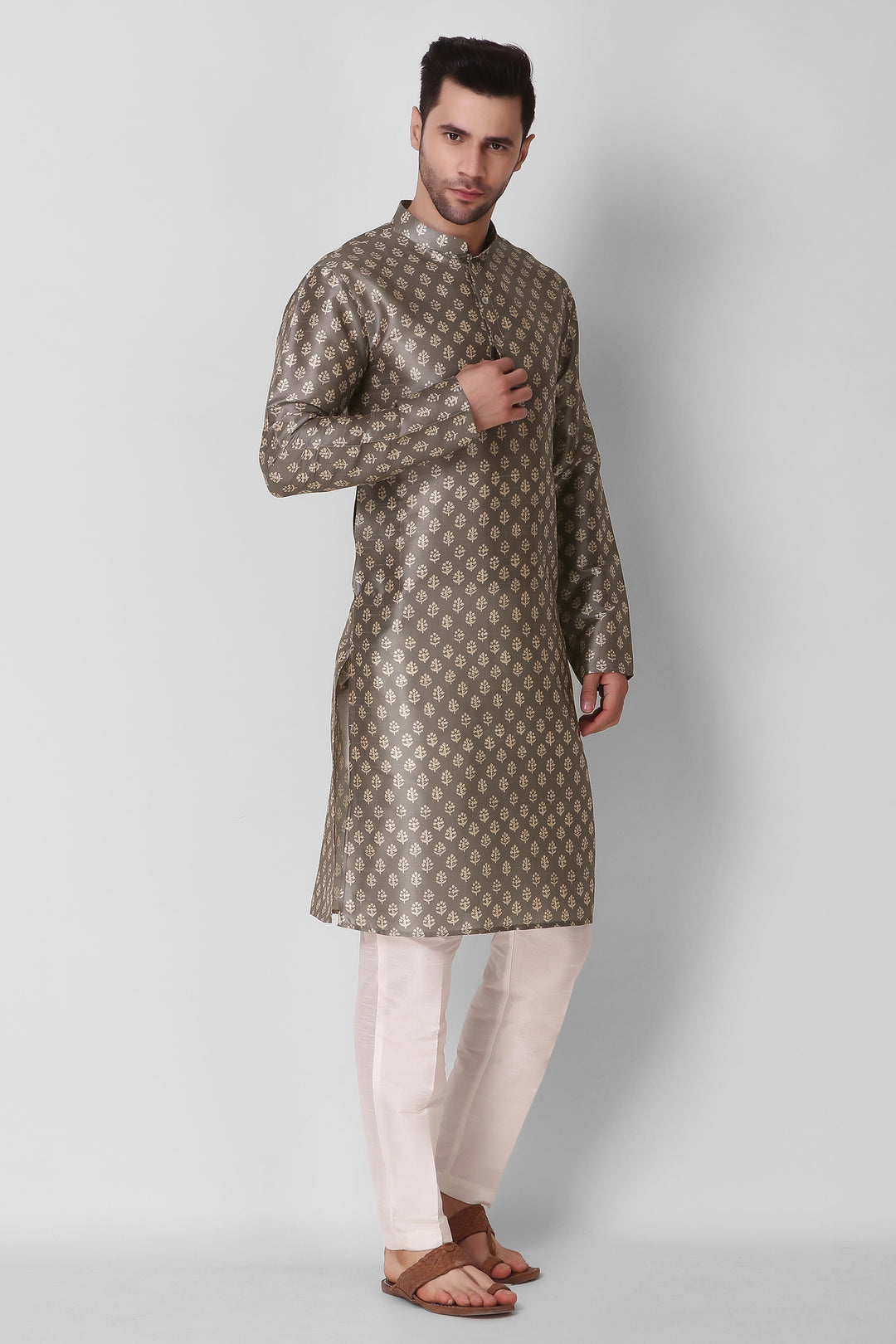 Digital Printed Art Silk Kurta | Stylish Men's Ethnic Outfit