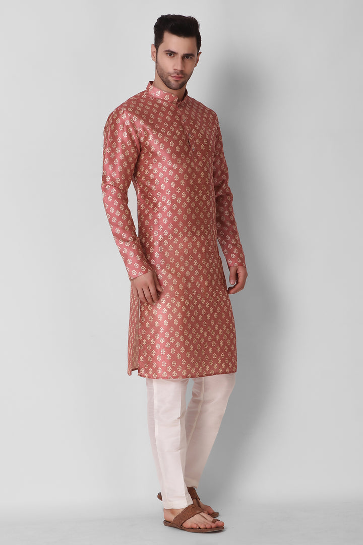 Digital Printed Art Silk Kurta | Stylish Men's Ethnic Outfit