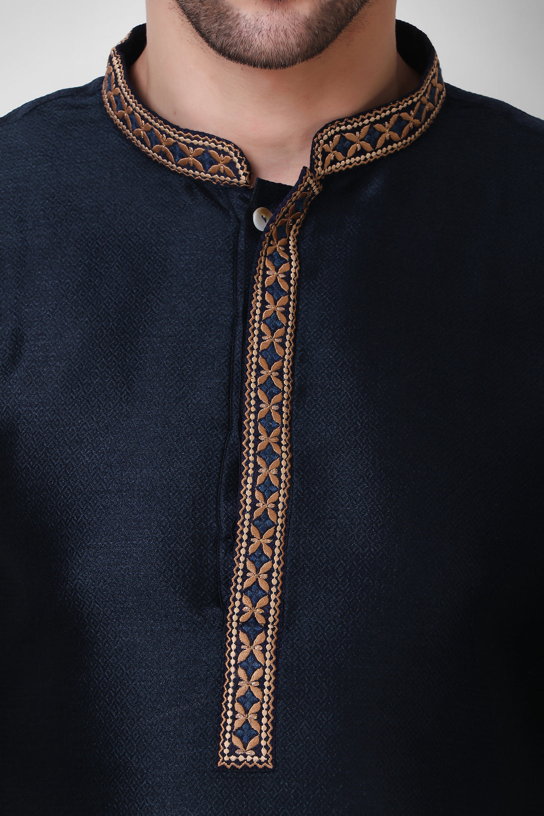 Art Silk Kurta Set for Men | Designer Neck Embroidery Work  Ethnic Wear