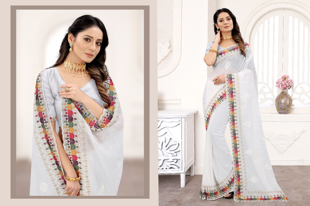 Charming Georgette Saree with | A Graceful Addition to Your Wardrobe