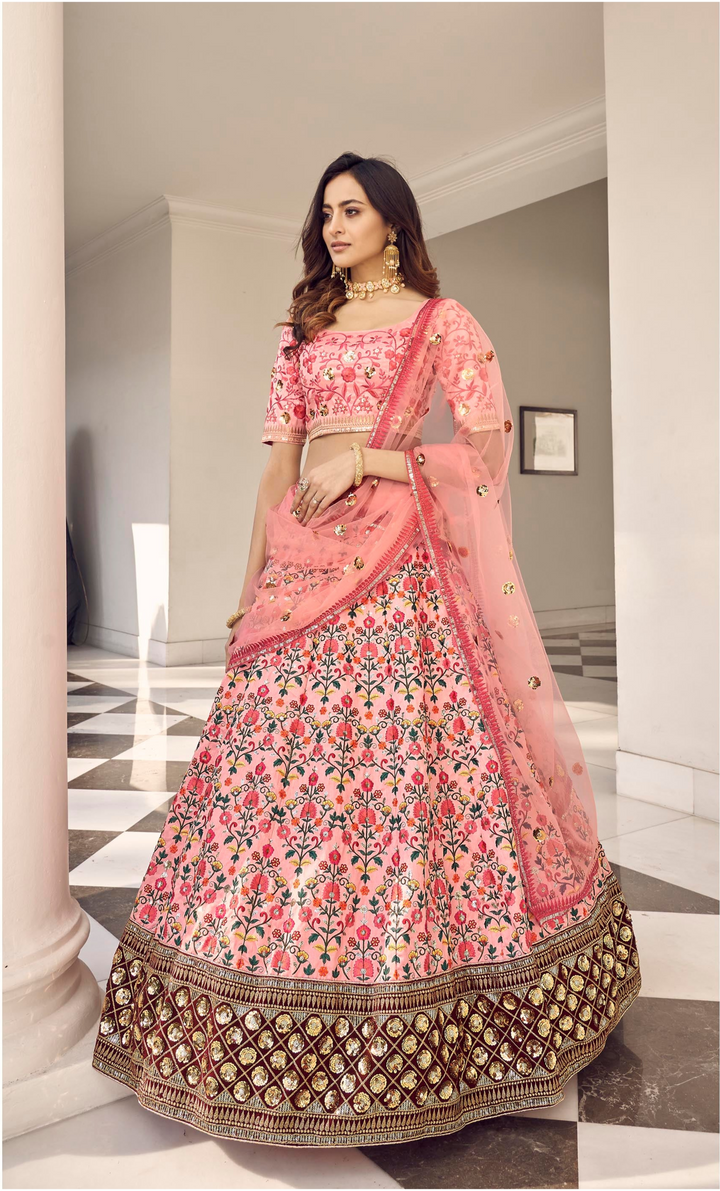 Exquisite Art Silk Lehenga with Dupatta | A Stylish and Sophisticated Choice