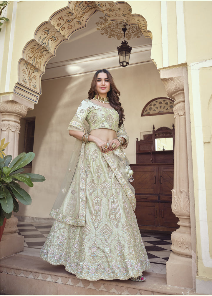 Beautiful Pista Crepe Lehenga with Pista Dupatta | A Captivating Traditional Ensemble