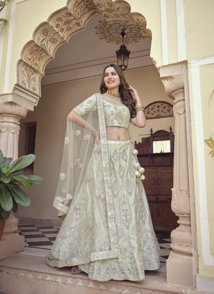 Beautiful Pista Crepe Lehenga with Pista Dupatta | A Captivating Traditional Ensemble