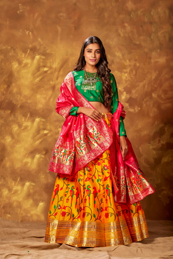 Silk Lehenga Set | Designer Blouse & Dupatta with Heavy Wevon Work